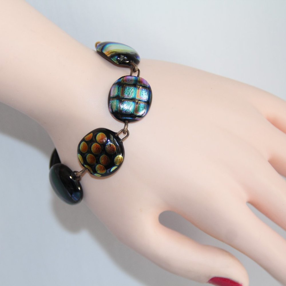 Dichroic Fused Glass Link Bracelet